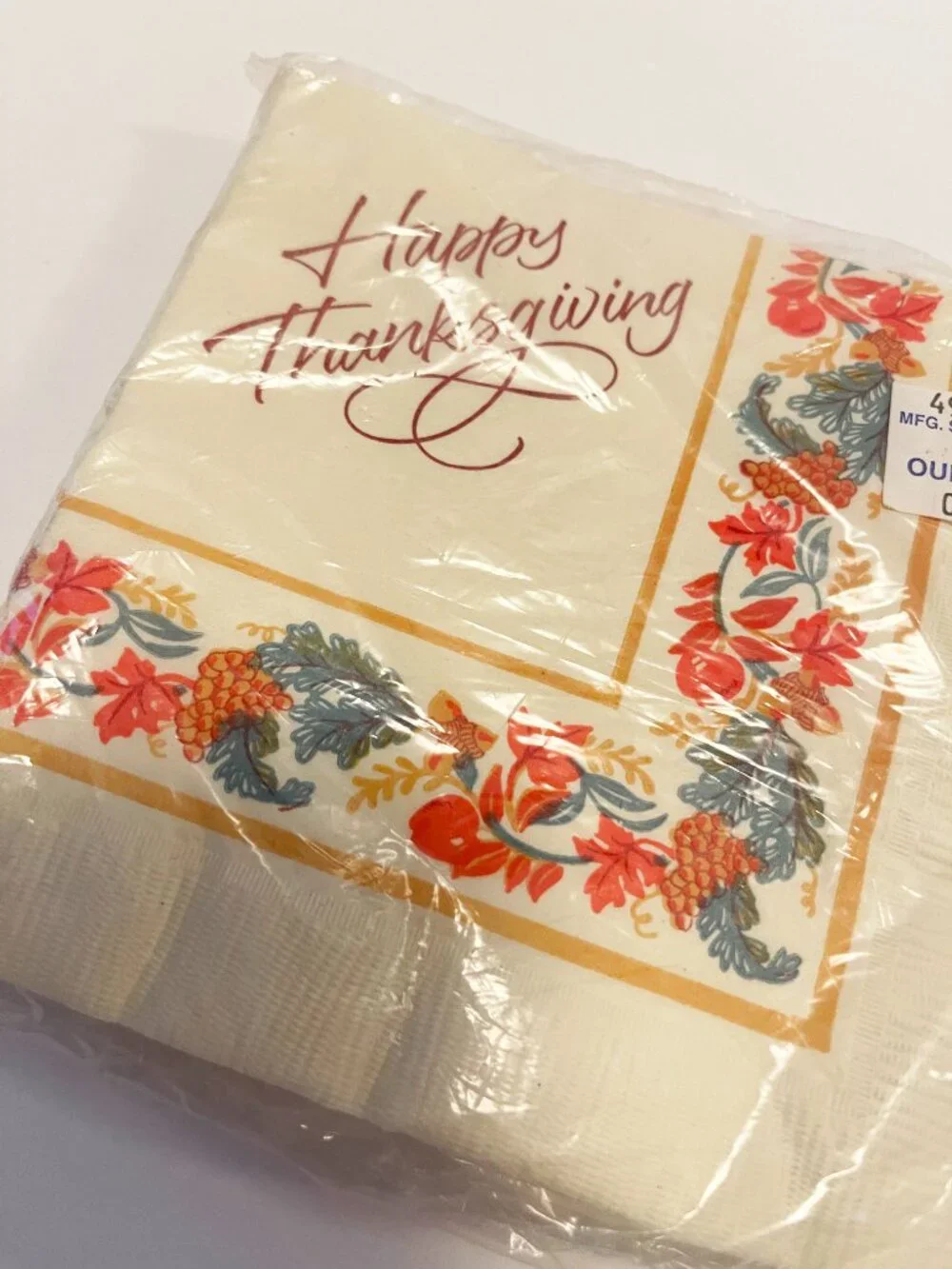 Vintage Gibson Happy Thanksgiving Beverage Napkins Fall Autumn NOS 20 Pack